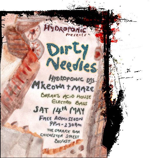 dirty needles painted flyer may 2005